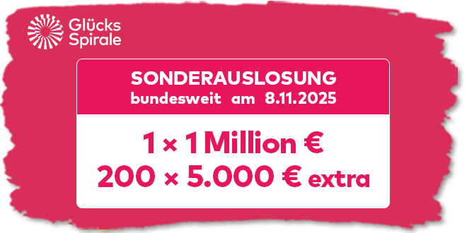 Werbung für GlücksSpirale mit Hinweis auf Sonderauslosung am 8. November 2025