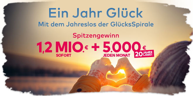 Neues Jahr, neues Glück: nutzen Sie alle Gewinnchancen mit dem Jahreslos der GlücksSpirale