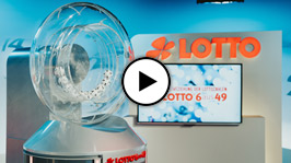 Vorschauvideo zur Lotto 6aus49 Ziehung mit dem Hinweis 'Zurücklehnen und die Ziehung ansehen'. Aktuelle Lottoziehung starten
