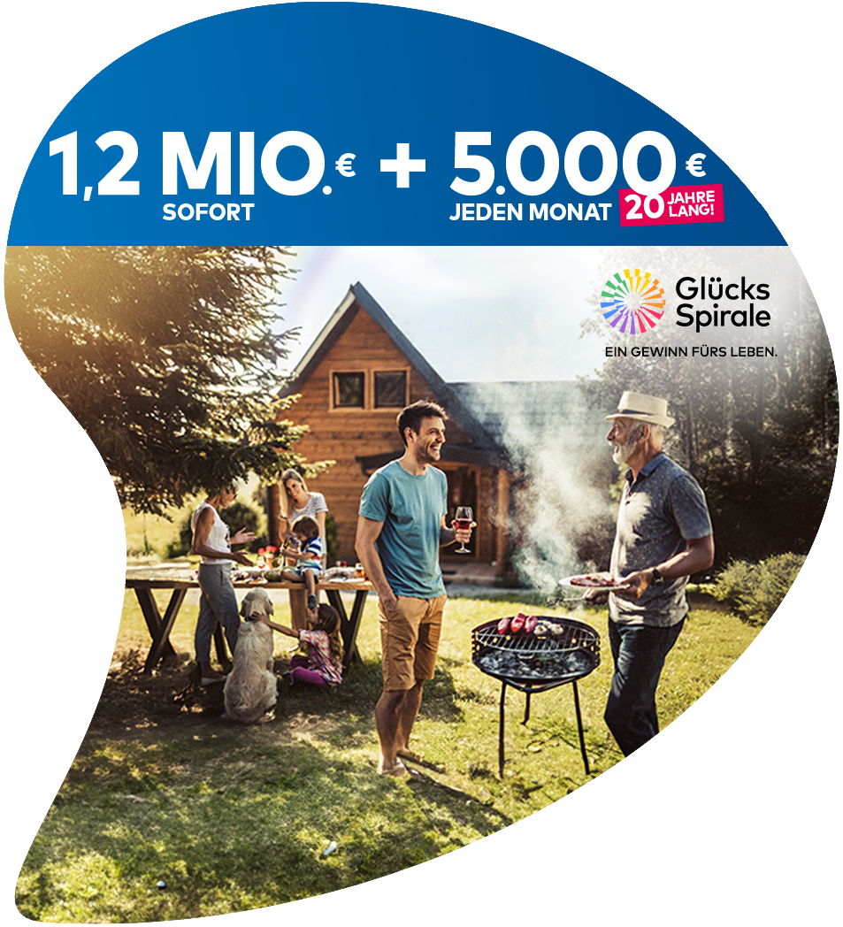 GlücksSpirale: 1,2 Mio. € sofort + 5.000 € monatlich. Menschen beim Grillen.