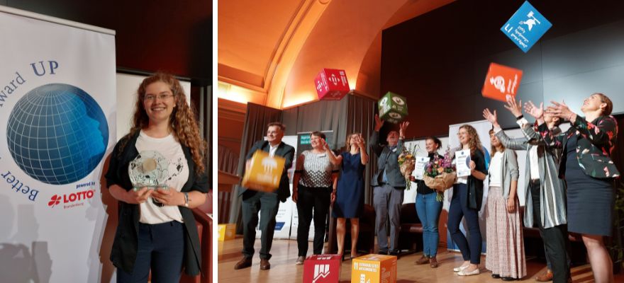 Debby Schmidt mit Pokal und Urkunde des Better World Award 2022 Debby Schmidt mit Pokal und Urkunde des Better World Award 2022